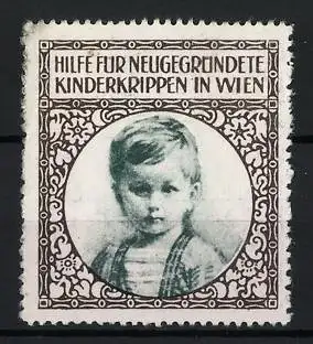 Reklamemarke Wien, Hilfe für neugegründete Kinderkrippen, Knaben - Portrait