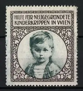 Reklamemarke Wien, Hilfe für neugegründete Kinderkrippen, Kind im Portrait