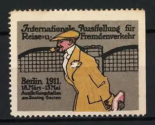 Reklamemarke Berlin, Internationale Ausstellung für Reise- und Fremdenverkehr 1911, Mann mit Pfeife