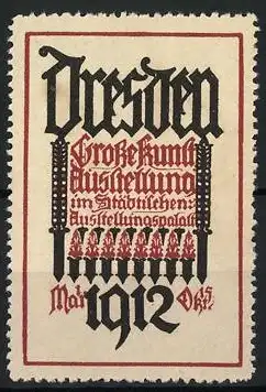 Reklamemarke Dresden, Grosse Kunstausstellung, Ausstellungsgebäude, 1912