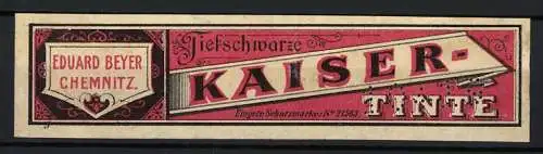 Reklamemarke Chemnitz, Tiefschwarze Kaisertinte, Herzornament