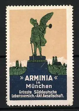 Reklamemarke München, Arminia, Statue mit Flügeln