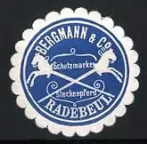 Reklamemarke Radebeul, Bergmann & Co, Steckenpferde