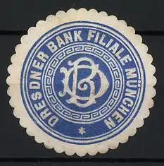 Reklamemarke München, Dresdner Bank Filiale, Monogramm DB