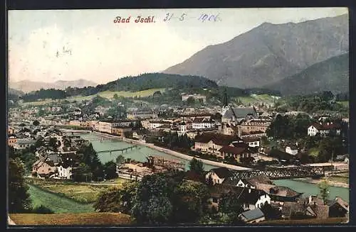 AK Bad Ischl, Teilansicht mit Brücke