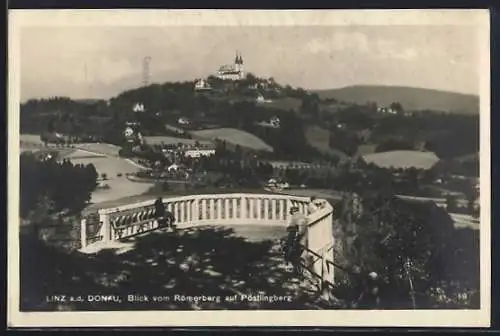 AK Linz a. d. Donau, Blick vom Römerberg auf Pöstlingberg