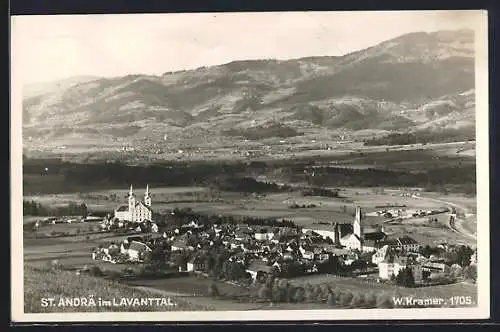 AK St. Andrä im Lavanttal, Ortsansicht aus der Vogelschau