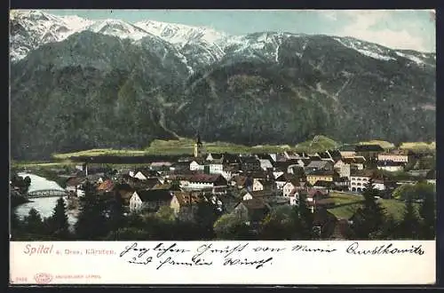 AK Spital an der Drau, Panorama vom Hügel aus