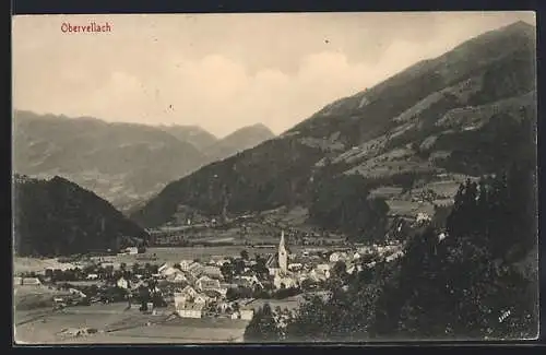 AK Obervellach, Ortsansicht mit Bergpanorama