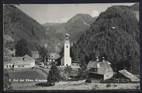 AK Kreuzen, Auf der Eben, Blick zur Kirche