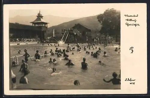 Foto-AK Adalbert Defner: Villach, Partie im Freibad