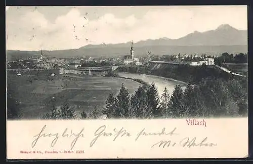 AK Villach, Teilansicht mit Bergen