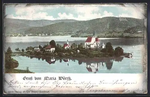 AK Maria Wörth, Ortsansicht, Insel