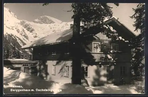 AK Ramsau, Berggasthaus mit Dachsteingebirge