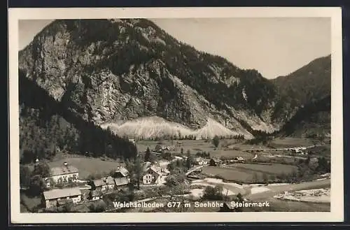 AK Weichselboden, Ortsansicht mit Bergen