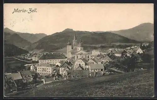 AK Maria-Zell, Teilansicht mit Kirche