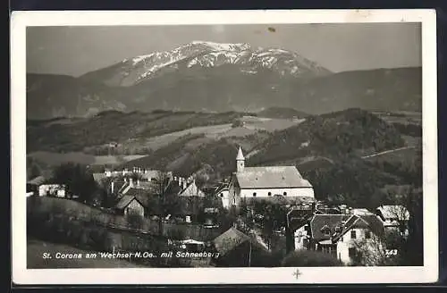 AK St. Corona am Wechsel, Teilansicht mit Schneeberg