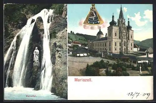 AK Mariazell i. Steiermark, die Basilika mit Gnadenbild, am Marienfall