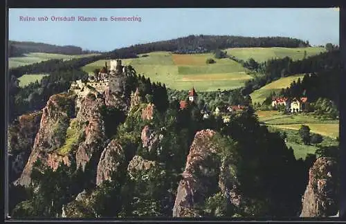 AK Klamm am Semmering, Ortsansicht aus der Vogelschau