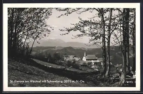 AK St. Corona am Wechsel, Ansicht mit dem Schneeberg