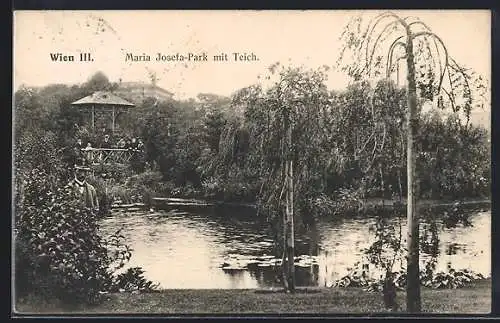 AK Wien, Maria Josefa-Park mit Teich