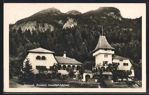 AK Stainach /Ennstal, Sonnhof-Schlössl mit Bergen