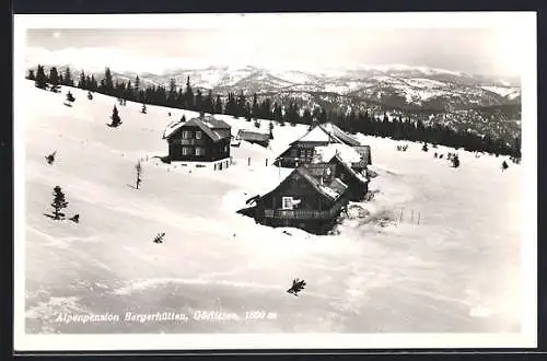 AK Görlitzen, Alpenpension Bergerhütten im Schnee