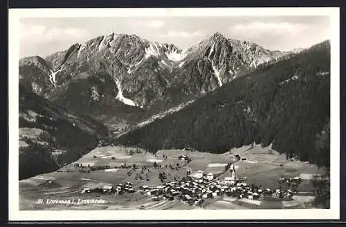 AK St. Lorenzen i. Lesachtale, Ortsansicht aus der Vogelschau