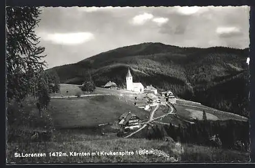 AK St. Lorenzen /Kärnten, Ansicht mit Krukenspitze