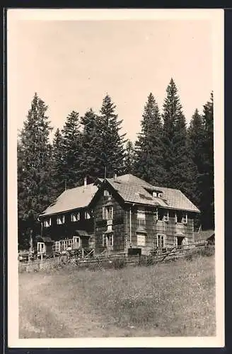 AK Unterberghaus, Blick auf das Schutzhaus, Sektion Wienerwald Ö. T. K.