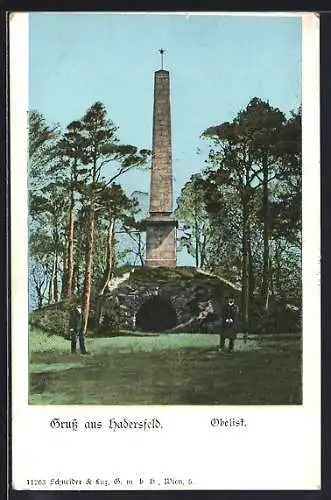 AK Hadersfeld, Mann vor dem Obelisk