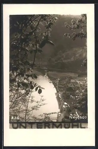 AK Neuhaus /Untermühl, Ortsansicht aus der Vogelschau