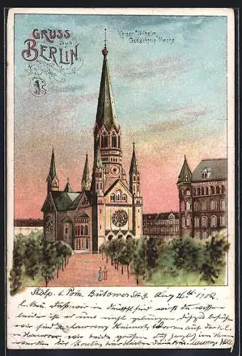 Lithographie Berlin-Charlottenburg, Kaiser Wilhelm-Gedächtnis-Kirche