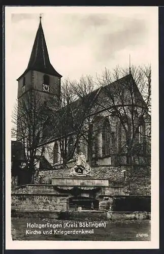 AK Holzgerlingen, Kirche u. Kriegerdenkmal