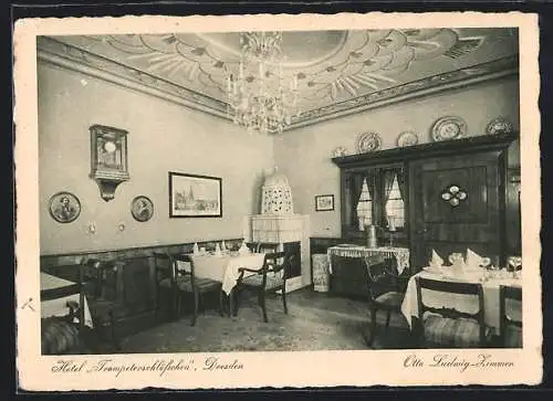 AK Dresden, Hotel Trompeterschlösschen, Otto Ludwig-Zimmer, Innenansicht