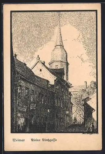 Künstler-AK Weimar / Thüringen, Kleine Kirchgasse