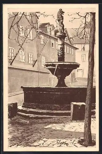 Künstler-AK Weimar / Thüringen, Brunnen auf dem Graben