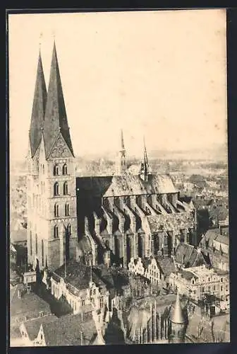 AK Lübeck, Marienkirche aus der Vogelschau