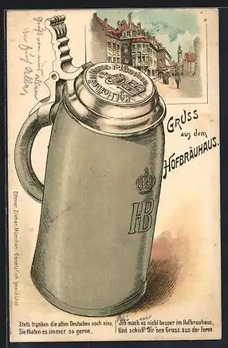 Lithographie München, Bierkrug aus dem Kgl. Hofbräuhaus