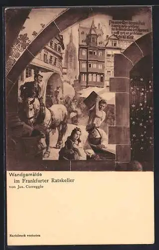 Künstler-AK Frankfurt /Main, Wandgemälde im Gasthaus Frankfurter Ratskeller