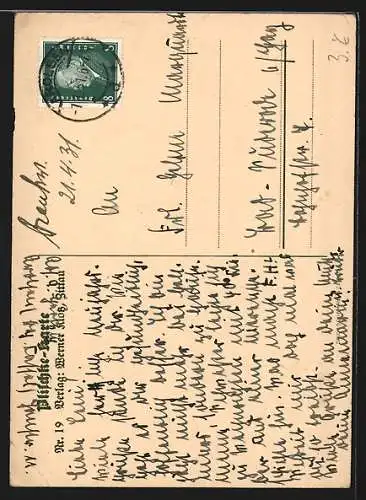 Künstler-AK Georg Plischke: Schattenbild, Kindlein vor Glockenblumen