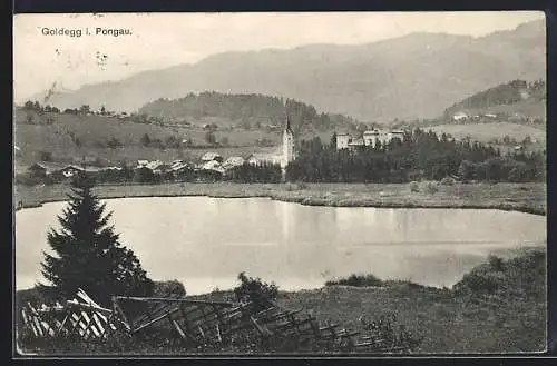 AK Goldegg i. Pongau, Teich mit Kirche