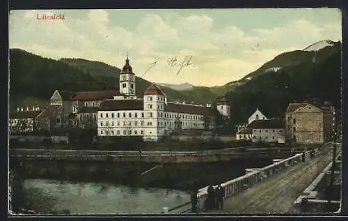 AK Lilienfeld, Blick auf das Stift mit Brücke