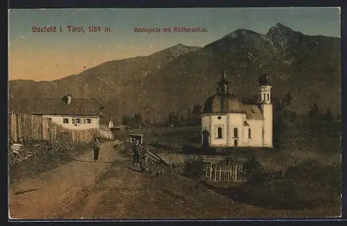 AK Seefeld i. Tirol, Seekapelle mit Reitherspitze