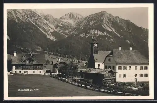 AK St. Rupert am Kulm, Ortspartie mit Bergen