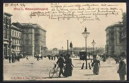 AK Wien, Schwarzenbergplatz mit Denkmal