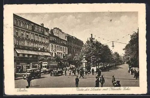 AK Berlin, Unter den Linden mit Kanzler Ecke