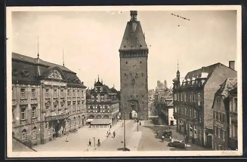 AK Speyer, Blick auf den Altpörtelplatz mit Oberpostdirektion