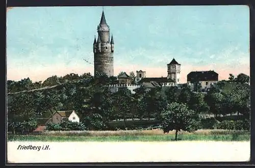 AK Friedberg i. H., Teilansicht mit Burg