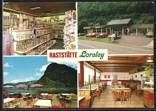 AK St. Goar, Raststätte Loreley, Bes. Edmund Theis, Aussenansicht mit Parkplatz